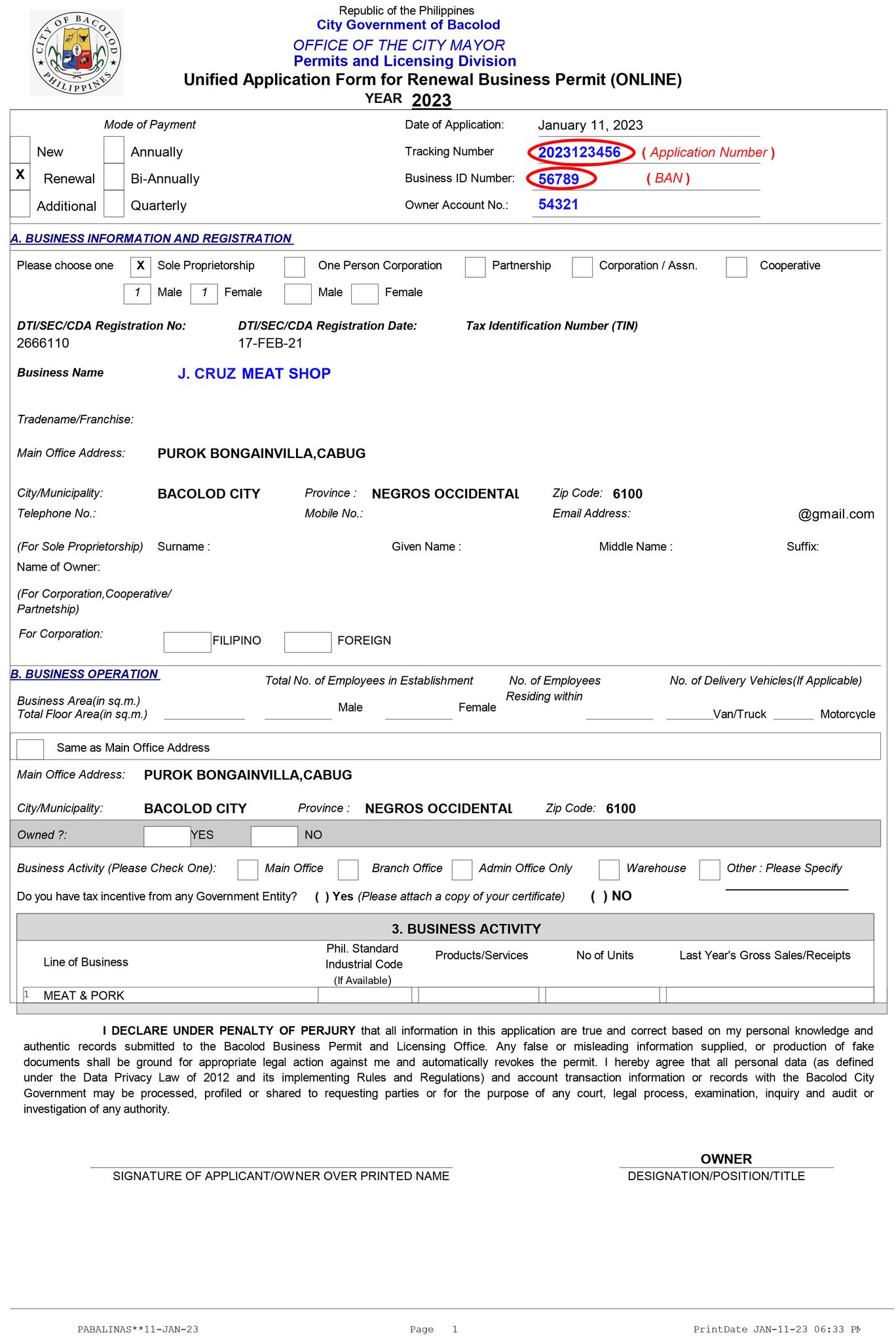 Business Permit - Online Application Form